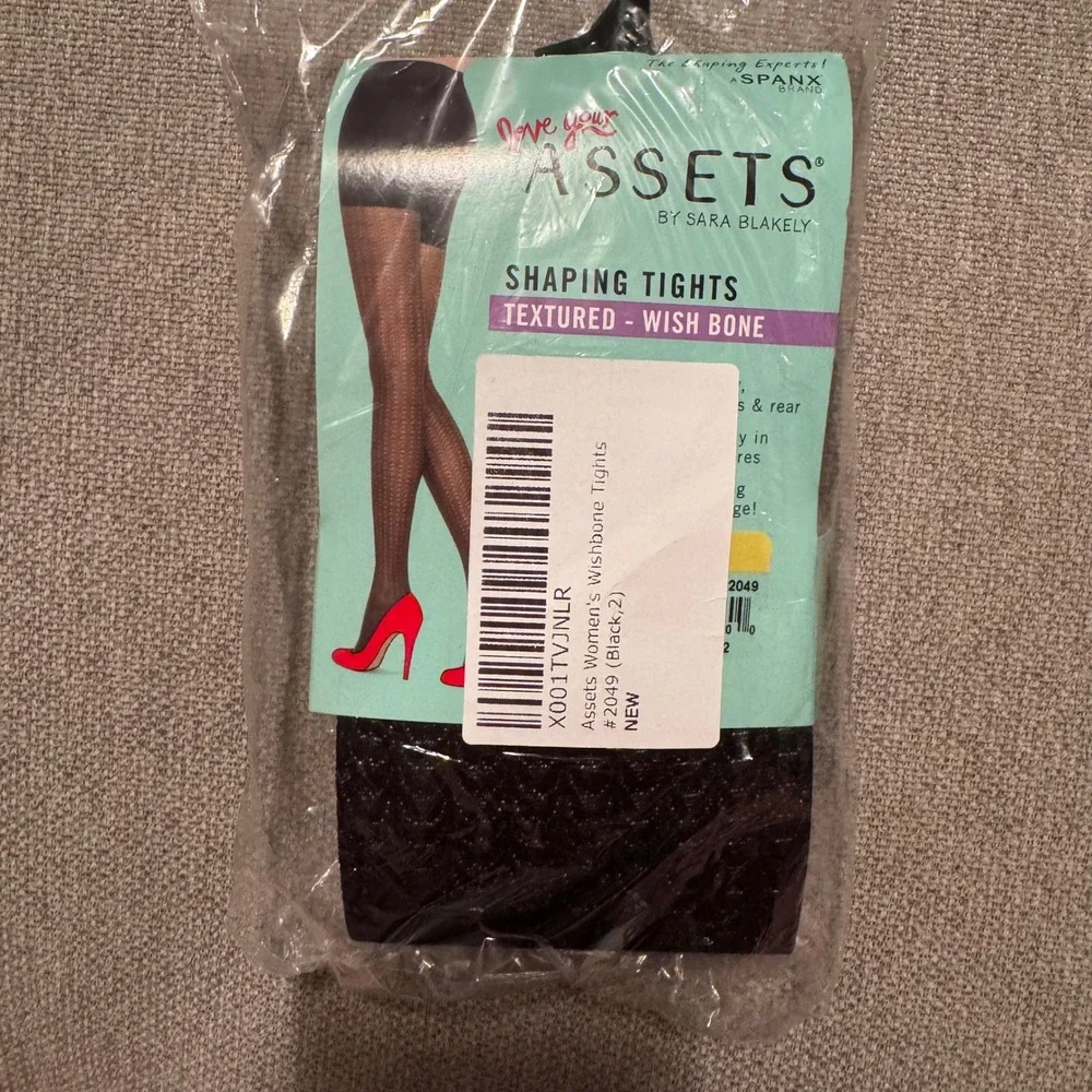 Spanx‎ Assets by Sara Blakely Shaping Tights Textured Wishbone Black Size 2